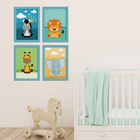 Quadros para Quarto Safari Moldura Azul 22x32 4un