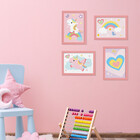 Quadros para Quarto Unicornio 22x32cm Moldura Rosa 4un