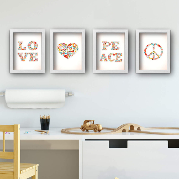 Quadros para Sala Paz e Amor Floral 22x32cm Moldura Branca 4