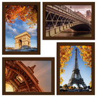 Quadros Paris Fotos para Sala Moldura Marrom 33x43cm Kit 4un