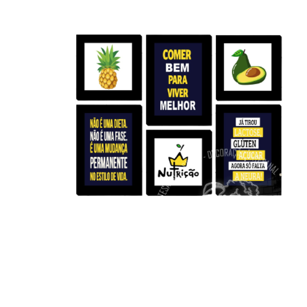 Quadros Placas Mdf 6mm Nutrição Cozinha 6 Un 29x20  20x20