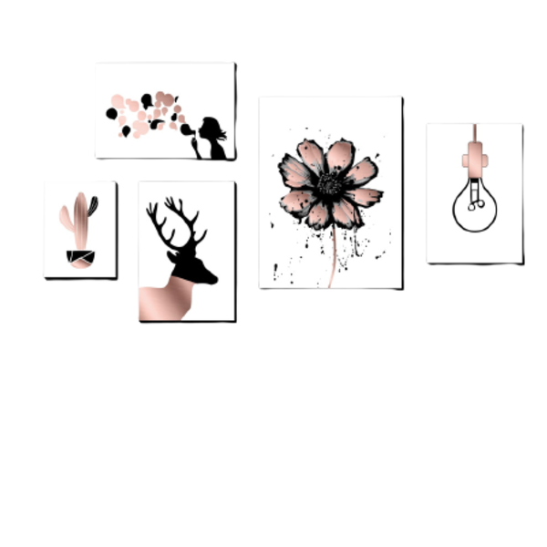 Quadros Placas Mdf 6mm Sala Moderna Flor Quarto 5 Un 29x20