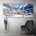 Quadros Premium Textura Cx Alta Cidade Na Neve 40x60 3un - Mo