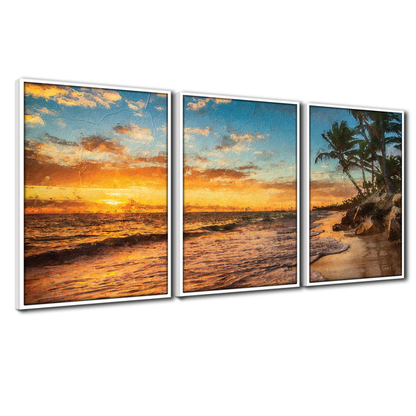 Quadros Premium Textura Cx Alta Praia Ensolarada 40x60 3un -