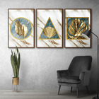 Quadros Premium Textura Cxalta Folhas Ouro Mármore 40x60 3un