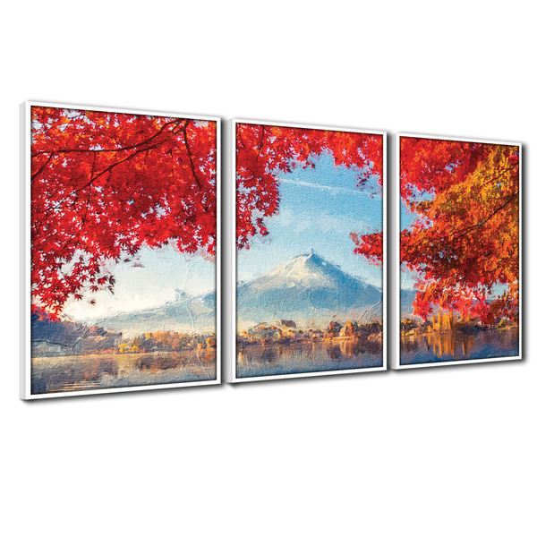 Quadros Premium Textura Cxalta Monte Fuji Outono 40x60 3un -