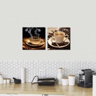 Quadros Xícara De Café Com Grão Cafeteria Padaria 2 Peças