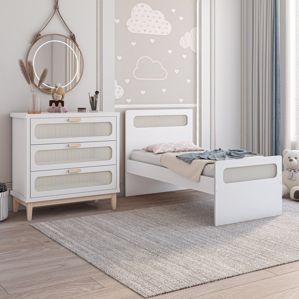 Quartinho Completo Infantil Para Criança Cômoda 3 Gavetas Com