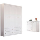 Quarto Americano Guarda Roupa 4 Portas E Cômoda 1 Porta Branc