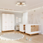 Quarto Bebê Gêmeos 2 Berço Mini Cama Guarda Roupa Liza Permob