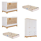 Quarto Bebê Gêmeos 2 Berço Mini Cama Guarda Roupa Liza Permob