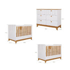 Quarto Bebê Gêmeos Com 2 Berços Mini Cama E Cômoda Liza Permo