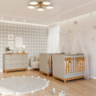 Quarto Bebê Gêmeos Com 2 Berços Mini Cama E Cômoda Liza Permo