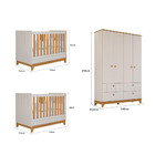 Quarto Bebê Gêmeos Com 2 Berços Mini Cama E Guarda Roupa Liza