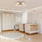 Quarto Bebê Gêmeos Com 2 Berços Mini Cama E Guarda Roupa Liza