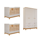 Quarto Bebê Gêmeos Com 2 Berços Mini Cama E Guarda Roupa Liza