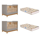 Quarto Bebê Gêmeos Com 2 Berços Mini Cama Liza Permobili Com