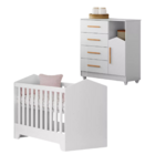 Quarto Bebê Moderno Cômoda E Berço Incluso 100% Mdf Branco