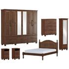 Quarto Casal 6 Peças Em Madeira Maciça Ouro 3 Fnt