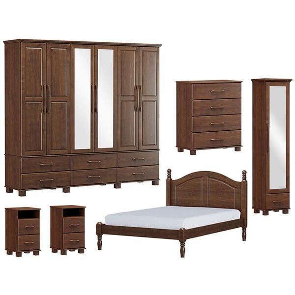 Quarto Casal 6 Peças Em Madeira Maciça Ouro 3 Fnt