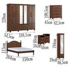 Quarto Casal 6 Peças Em Madeira Maciça Ouro 3 Fnt