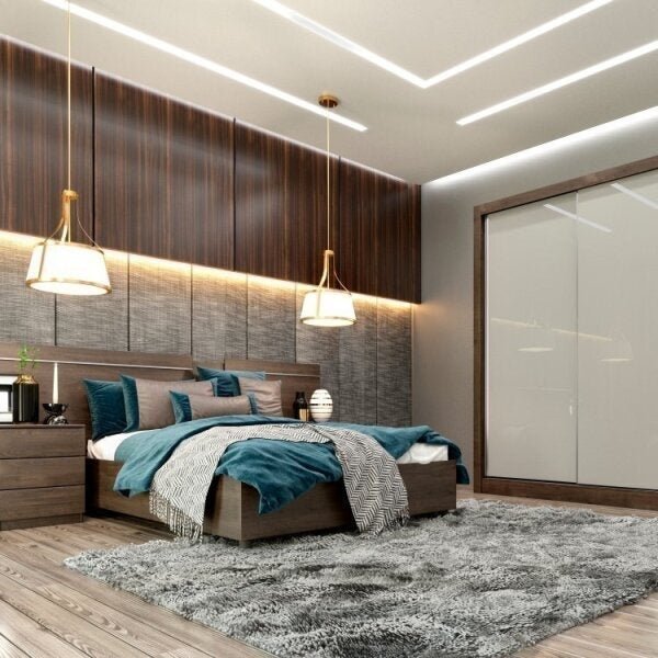 Quarto Casal Com Guarda-roupa, Cama E Cabeceira Com Mesas De