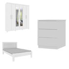 Quarto Casal Com Roupeiro 6 Portas Olimpo, Cama E Mesa De Cab