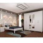 Quarto Casal Com Roupeiro 6 Portas Olimpo, Cama E Mesa De Cab