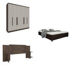 Quarto Casal Completo Com Cama, Cabeceira E Guarda-roupa 6 Po