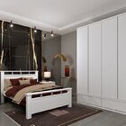 Quarto Casal Completo Guarda Roupa 4 Portas Com Cama E Mesa D