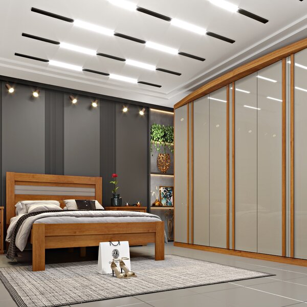 Quarto Casal Completo Guarda Roupa 6 Portas Com Cama E Mesa D