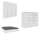 Quarto Casal Completo Guarda Roupa 6 Portas Londres, Cama Cas