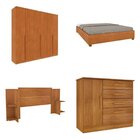 Quarto Casal Completo Guarda-roupa 6 Portas Londres Cama Môna