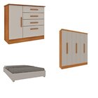 Quarto Casal Completo Guarda Roupa 6 Portas Munique, Cama Cas