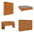 Quarto Casal Completo Guarda-roupa 6 Portas Munique Cama Môna