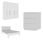 Quarto Casal Completo Guarda Roupa 6 Portas Veneza Com Cama E