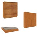 Quarto Casal Completo Guarda-roupa Milano, Cama Mônaco E Cômo