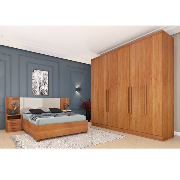 Quarto Casal Completo Roupeiro Veneza 4 Gavetas, Cama Casal M