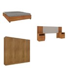Quarto Casal Completo Roupeiro Veneza 4 Gavetas Painel Ripado