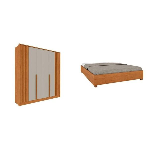 Quarto Casal Guarda-roupa 6 Portas Ripado Nova York E Cama Bo