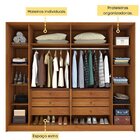 Quarto Casal Ripado Guarda-roupa 6 Portas Com Cama E Cabeceir