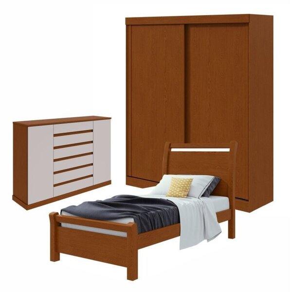 Quarto Com Guarda-roupa 2 Portas 2 Gavetas, Cômoda 2 Portas 7