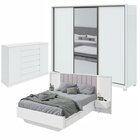 Quarto Com Guarda-roupa Com Espelho 3 Portas 6 Gavetas, Cômod