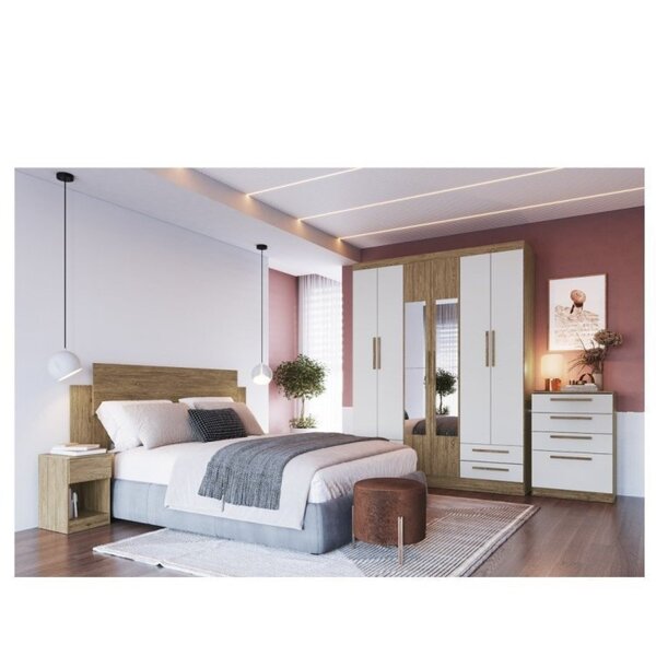 Quarto Completo 3 Peças Guarda Roupa Casal Com Cabeceira E Ca