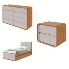 Quarto Completo Cama Solteiro Com Cômoda 8 Gavetas E Mesa De