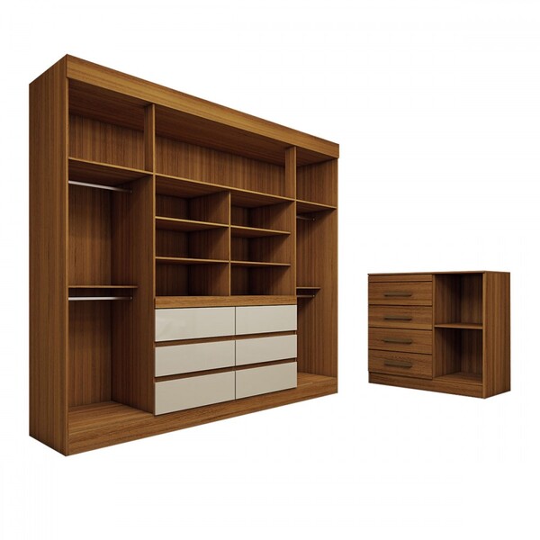Quarto Completo Casal Honey 5 Portas 10 Gavetas Com Espelho