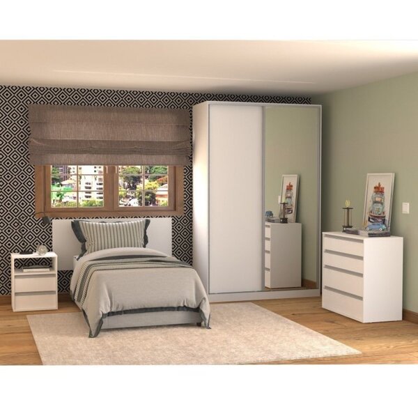 Quarto Completo Com Guarda-roupa, 1 Mesa De Cabeceira  E Cômo
