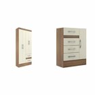 Quarto Completo Com Guarda-roupa 4 Portas E 2 Gavetas E Cômod