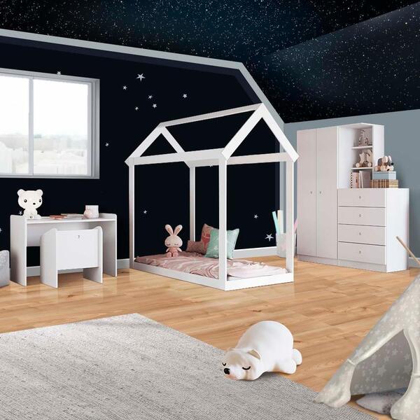 Quarto Completo Com Guarda Roupa E Escrivaninha Montessoriano