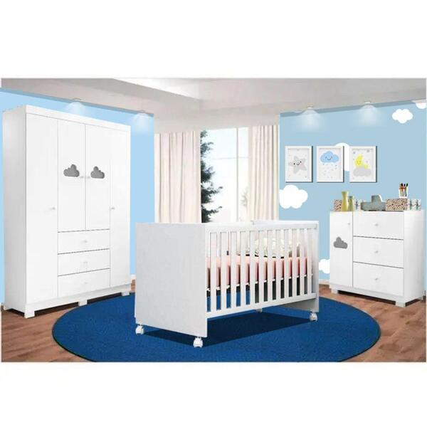Quarto Completo E Bebe Roupeiro Comoda E Berço 2 Em 1 Branco